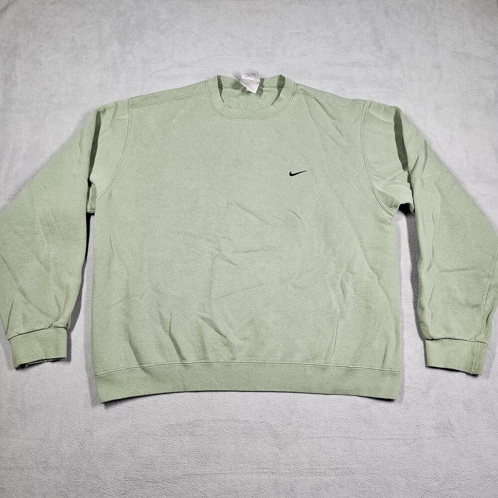 Vintage Nike Crewneck Sweatshirt Mens Large Green 90s Pullover Fleece Distressed
